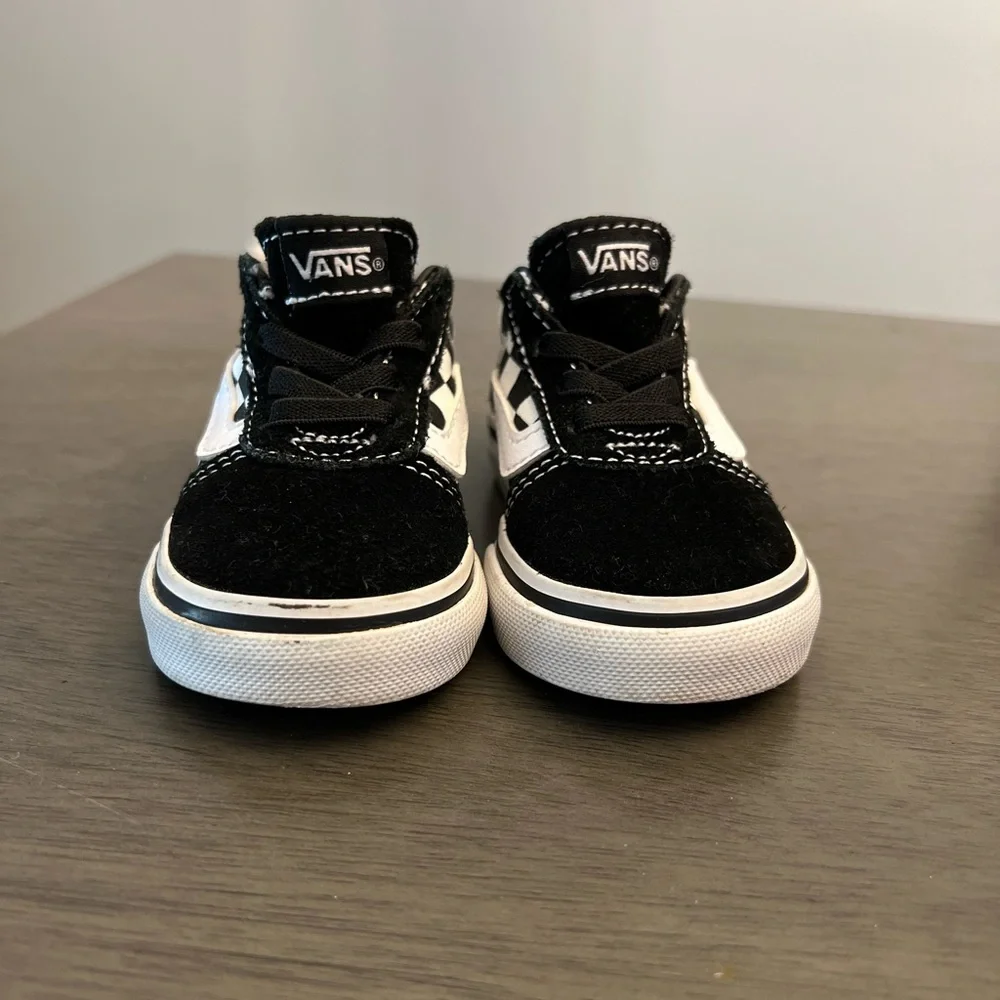 Vans Black and White Checkerboard Kids Shoes - Picture 2 of 4